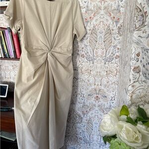 bohme Cream Knot-Detail Midi Dress